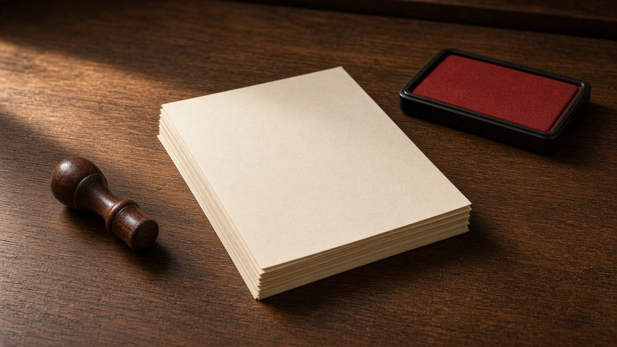 Drug treatment program blank cream stack, face-down rubber stamp, and a closed ink pad